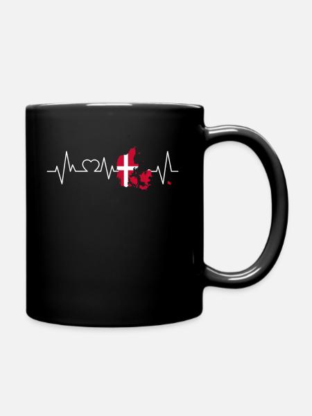 Dänemark Herzschlag Flagge Männer Frauen - Tasse einfarbig - Schwarz