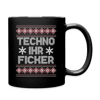 Ugly Christmas Sweater Techno Weihnachten - Tasse einfarbig - Schwarz - Rechts