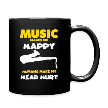 Saxophon Jazz Band Saxophonspieler Lustig - Tasse einfarbig - Schwarz - Rechts