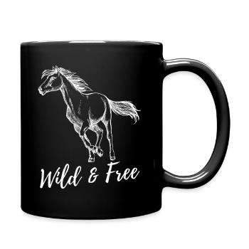 Wild & free Pferd Motiv Liebe Geschenk - Tasse einfarbig - Schwarz - Rechts
