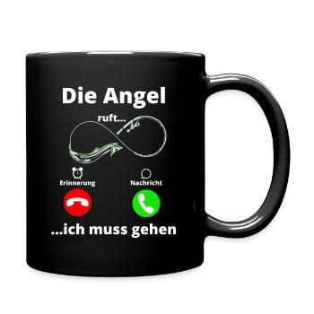 Angeln, Fischen, Fischer, Meer, Fisch, Geschenk - Tasse einfarbig - Schwarz - Rechts