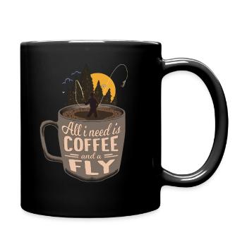 Cartoon Coffee &Fly Fishing Lover Poison - Mug uni - noir - Droite