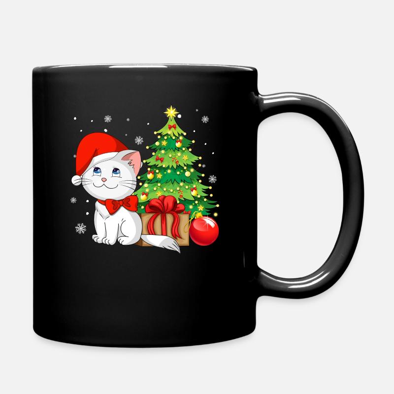 Frohe Weihnachten Katze - Tasse einfarbig - Schwarz
