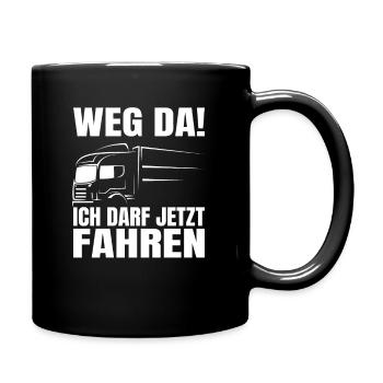 LKW Führerschein Bestanden Weg Da! Geschenk - Tasse einfarbig - Schwarz - Rechts