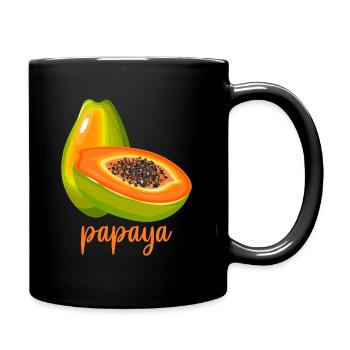 Papaya lover vegan summer fruit - Full Colour Mug - black - Right