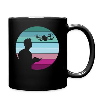 Drohne Pilot Quadrocopter Geschenk Retro Vintage - Tasse einfarbig - Schwarz - Rechts