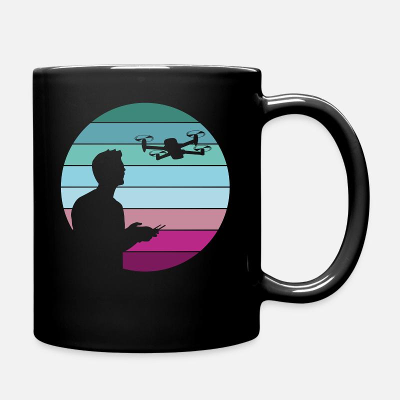 Drohne Pilot Quadrocopter Geschenk Retro Vintage - Tasse einfarbig - Schwarz