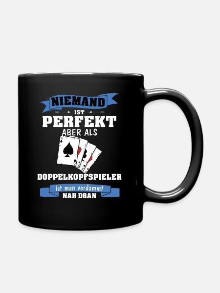 Doppelkopf Niemand ist perfekt Kartenspiel - Tasse einfarbig - Schwarz