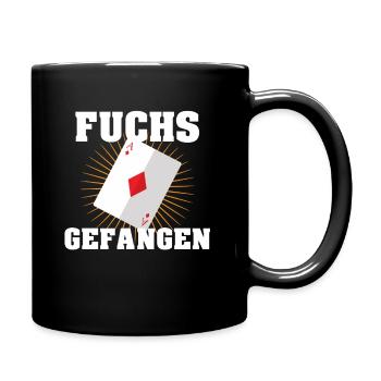 Doppelkopf Fuchs gefangen Kartenspiel Geschenk - Tasse einfarbig - Schwarz - Rechts