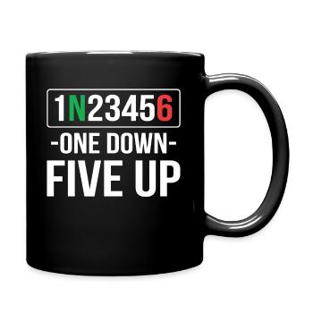 One Down Motorcycle Motorcyclist Five Up - Full Colour Mug - black - Right