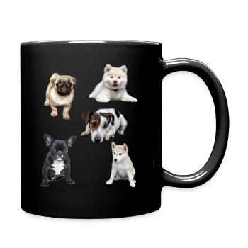 cute puppies - Full Colour Mug - black - Right