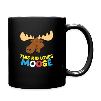This Kid Loves Moose Funny Moose Boy Moose Girl - Full Colour Mug - black - Right