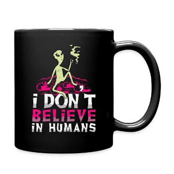 Je ne crois pas aux humains Alien Ufo - Mug uni - noir - Droite