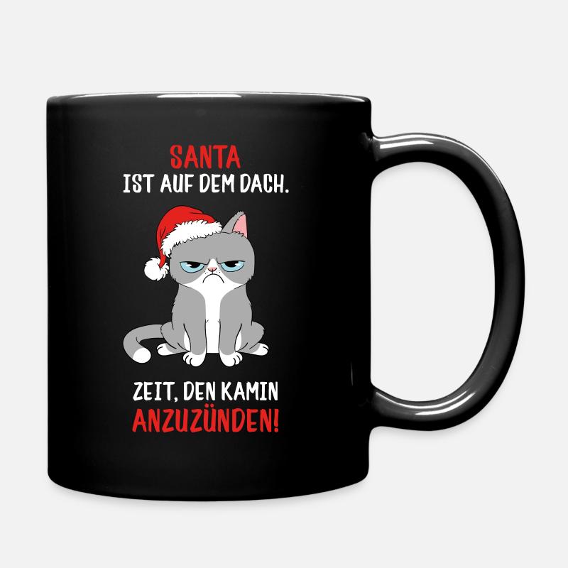 Anti Weihnachten mürrische Weihnachtsmuffel Katze - Tasse einfarbig - Schwarz
