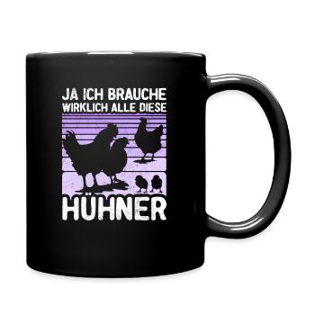 Hühner Huhn Hühnerstall Henne Geflügel Geschenk - Tasse einfarbig - Schwarz - Rechts