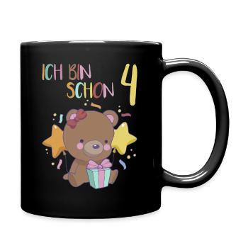 4. Geburtstag Mädchen 4 Jahre Bär Ich Bin 4 - Tasse einfarbig - Schwarz - Rechts