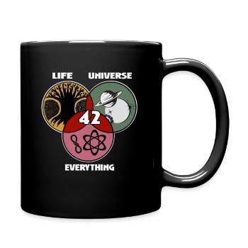Life Universe und alles, was 42 Antwort auf das - Tasse einfarbig - Schwarz - Rechts