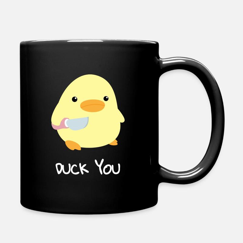 Duck you - Duck with knife Meme - Ente mit Messer - Tasse einfarbig - Schwarz