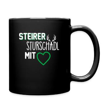 Steiermark Spruch Steirer Mit Herz - Tasse einfarbig - Schwarz - Rechts