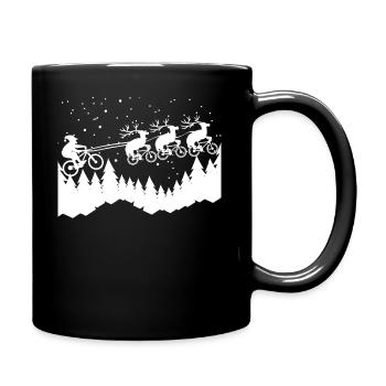 Fahrrad Weihnachten - Tasse einfarbig - Schwarz - Rechts
