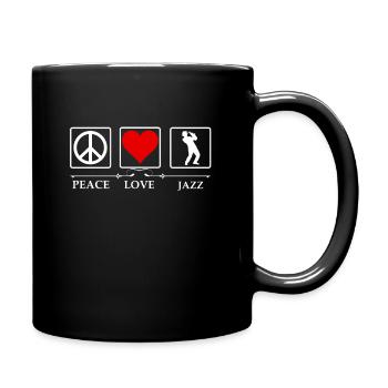 Peace Love Jazz Musik Saxophon Blues - Tasse einfarbig - Schwarz - Rechts