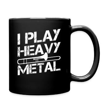 Drôle je joue du trombone heavy metal - Mug uni - noir - Droite