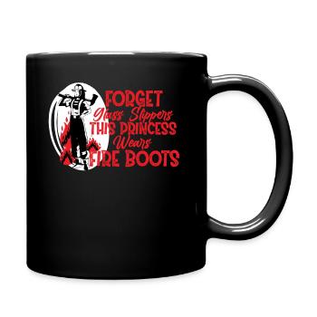 This princess wears boots girl firefighter - Full Colour Mug - black - Right