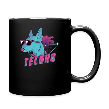 Techno Rave Dog Party Drugs Festival EDM - Full Colour Mug - black - Right