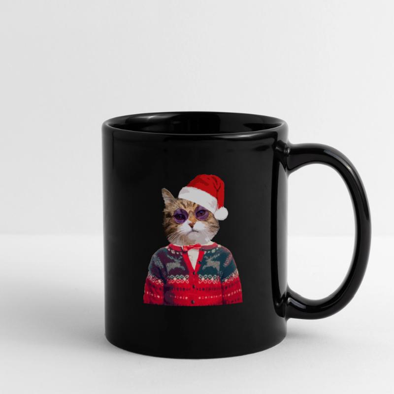 Chat dans le pull de Noël laid Mug uni