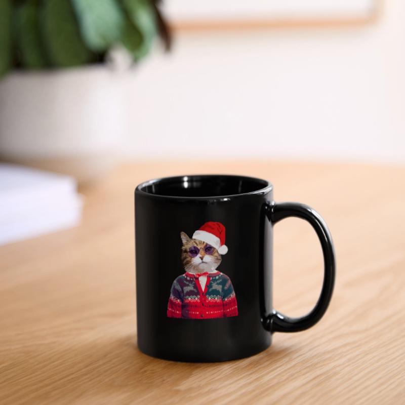 Chat dans le pull de Noël laid Mug uni