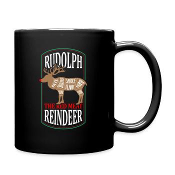 Rudolph Rentier - Weihnachtsfleischstücke - Tasse einfarbig - Schwarz - Rechts
