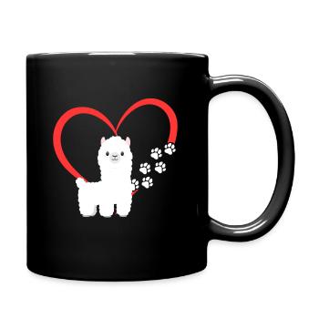 Niedlich Alpaka Baby Herz - Tasse einfarbig - Schwarz - Rechts