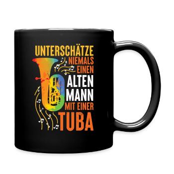 Tuba - Alter Mann Spruch Retro Tubist Geschenk - Tasse einfarbig - Schwarz - Rechts