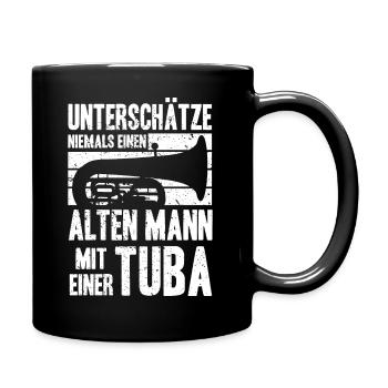 Tuba - Alter Mann Spruch Retro Tubist Geschenk - Tasse einfarbig - Schwarz - Rechts