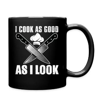 Kochen Koch Küche Chefkoch Köchin Essen Geschenk - Tasse einfarbig - Schwarz - Rechts