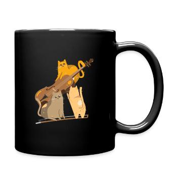 Lustige Katzen Violine Geige Violinistin Geigerin - Tasse einfarbig - Schwarz - Rechts