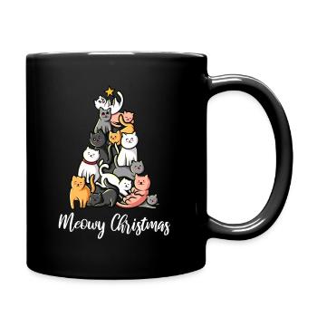Meowy Christmas cute cats - Full Colour Mug - black - Right