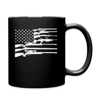USA Flag 2nd Amendment Flag Patriotic Gun Lover AR - Full Colour Mug - black - Right