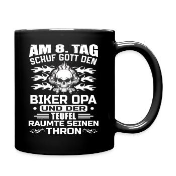 Biker Opa - Tasse einfarbig - Schwarz - Rechts