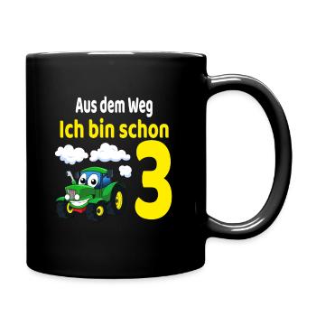 3. Geburtstag Junge Traktor Ich bin 3 - Tasse einfarbig - Schwarz - Rechts