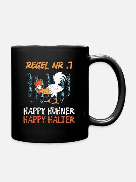 Hühner Huhn Happy Hühner Happy Halter Bauernhof - Tasse einfarbig - Schwarz
