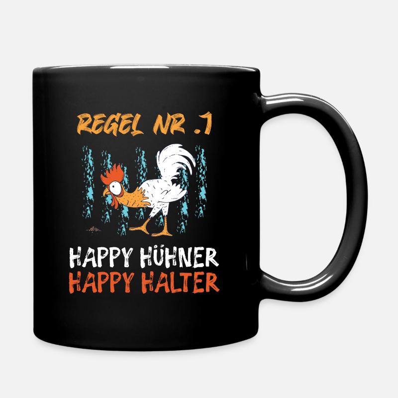 Hühner Huhn Happy Hühner Happy Halter Bauernhof - Tasse einfarbig - Schwarz
