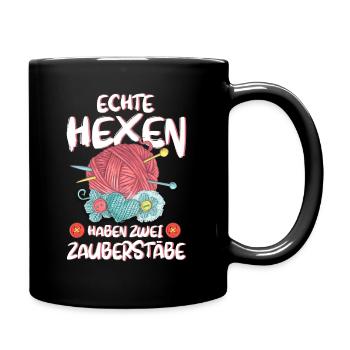Stricken Nähen Häkeln Stricknadel Wolle Geschenk - Tasse einfarbig - Schwarz - Rechts