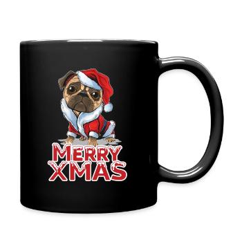 Mops Weihnachten - Tasse einfarbig - Schwarz - Rechts