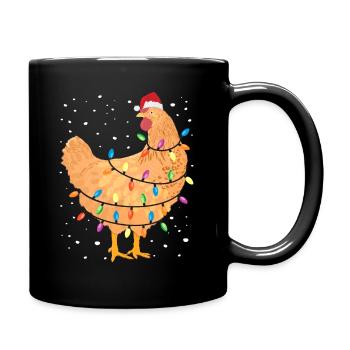 Christmas Lights Tree Chicken Santa Funny Xmas - Full Colour Mug - black - Right