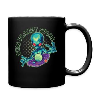 Funny Alien Head This Planet Sucks - Full Colour Mug - black - Right