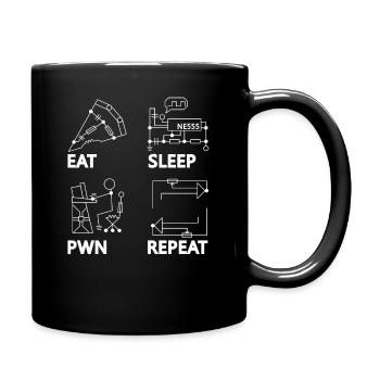 CC Kongress Hacker r C3 37C3 eat sleep pwn repeat - Tasse einfarbig - Schwarz - Rechts