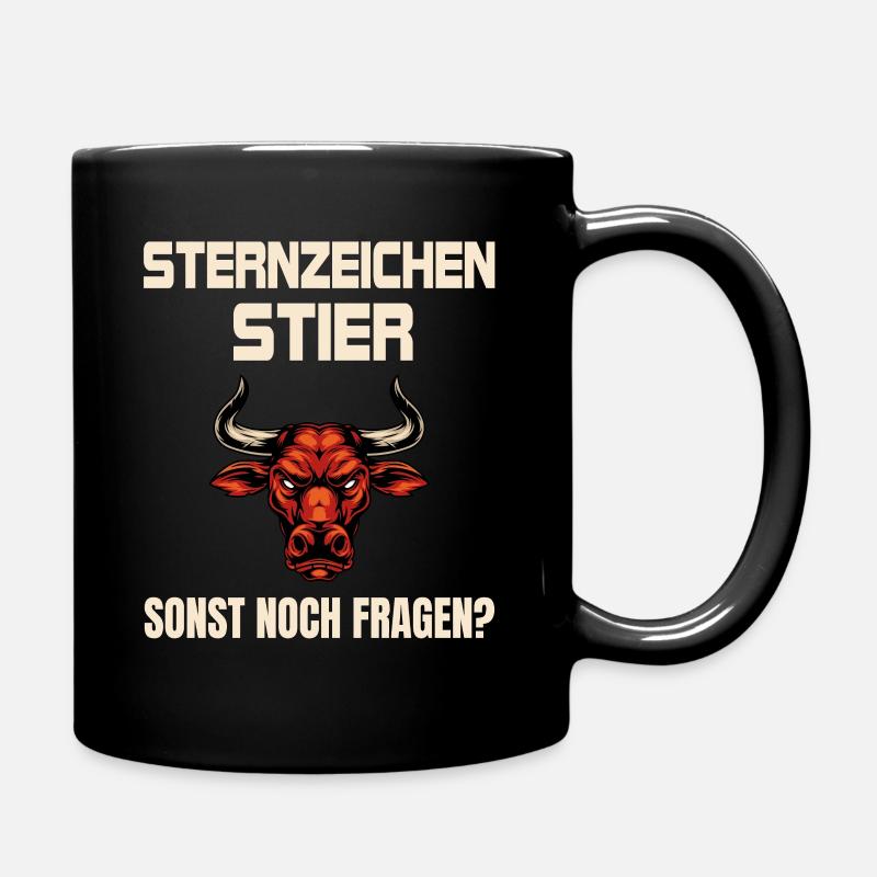 Sternzeichen Stier - Tasse einfarbig - Schwarz