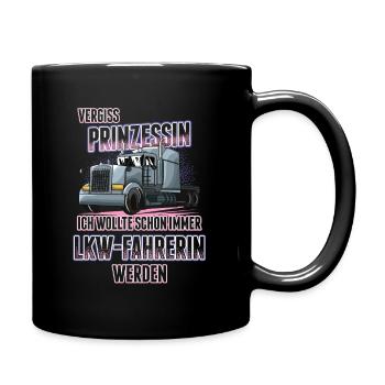 LKW Fahrerin Truckerin Geschenk Fernfahrerin - Tasse einfarbig - Schwarz - Rechts