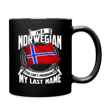 Norwegen Name Wikinger Fjord Elch Norge Norway - Tasse einfarbig - Schwarz - Rechts